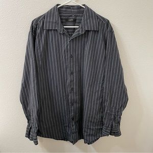 Alfani button down shirt navy blue gray XL